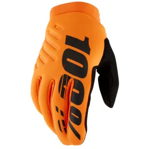 100% Brisker Cold Weather Youth Gloves - Flo Orange