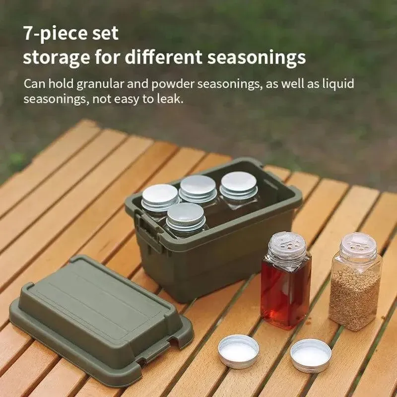 1.1L Outdoor Camping Storage Box Travel BBQ Utensils Organizer Seasoning Bottle Storage Box Portable Desktop Tissue Container