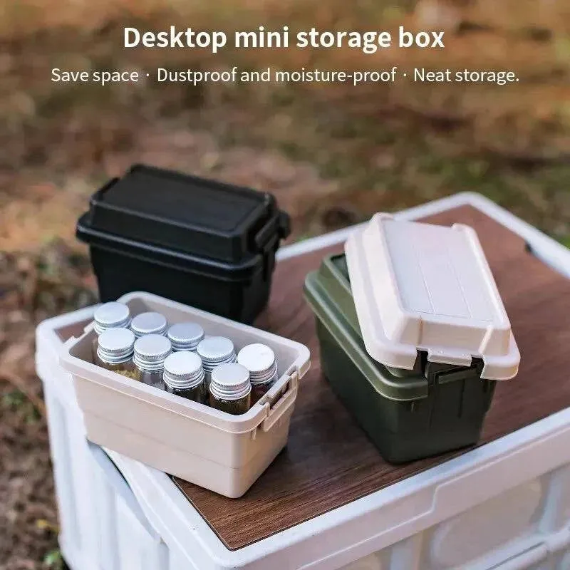 1.1L Outdoor Camping Storage Box Travel BBQ Utensils Organizer Seasoning Bottle Storage Box Portable Desktop Tissue Container