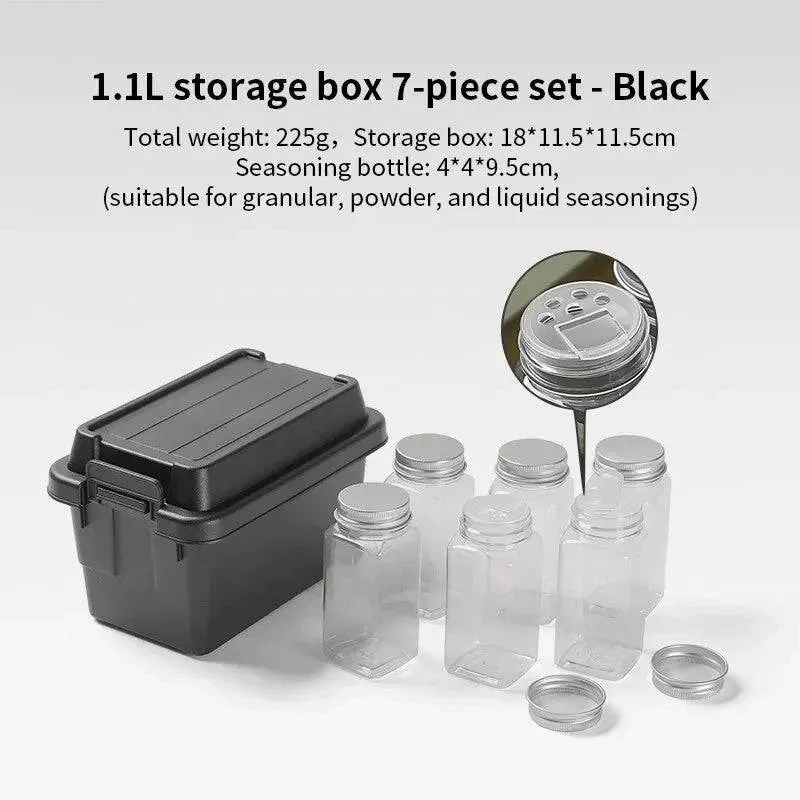 1.1L Outdoor Camping Storage Box Travel BBQ Utensils Organizer Seasoning Bottle Storage Box Portable Desktop Tissue Container