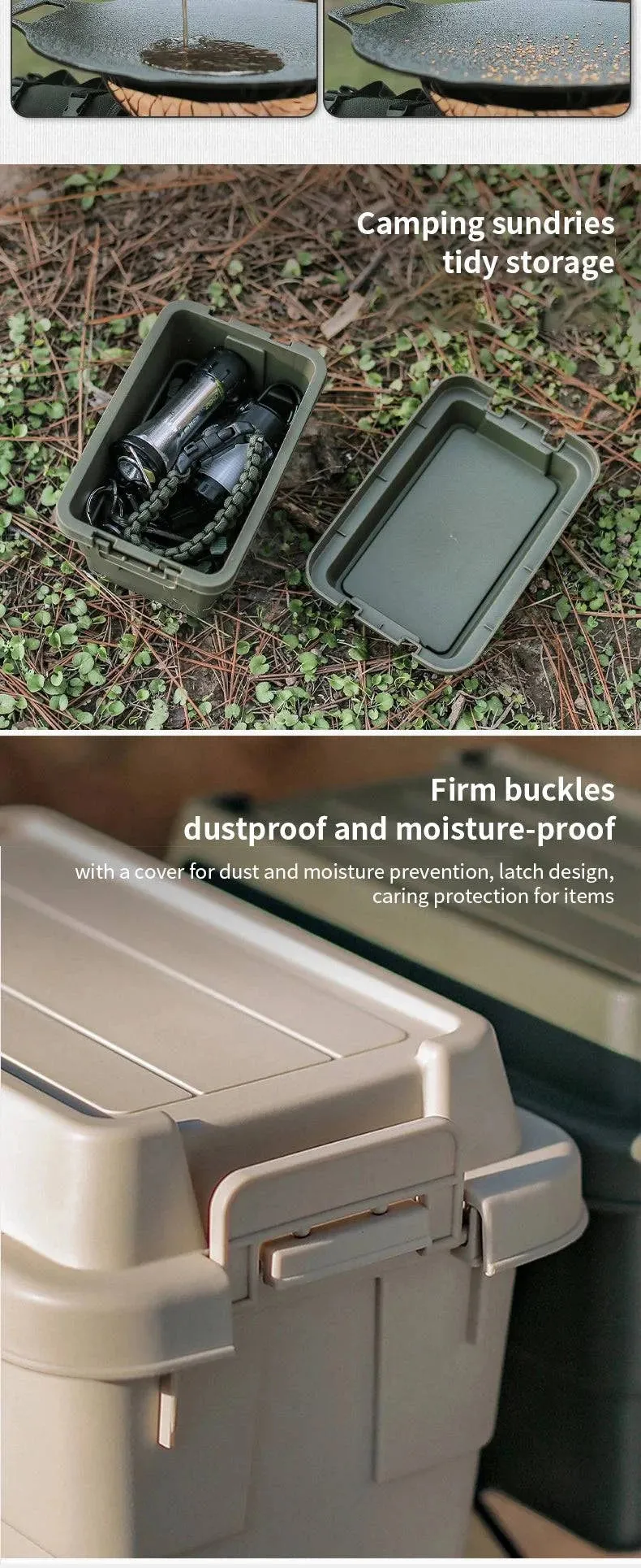 1.1L Outdoor Camping Storage Box Travel BBQ Utensils Organizer Seasoning Bottle Storage Box Portable Desktop Tissue Container