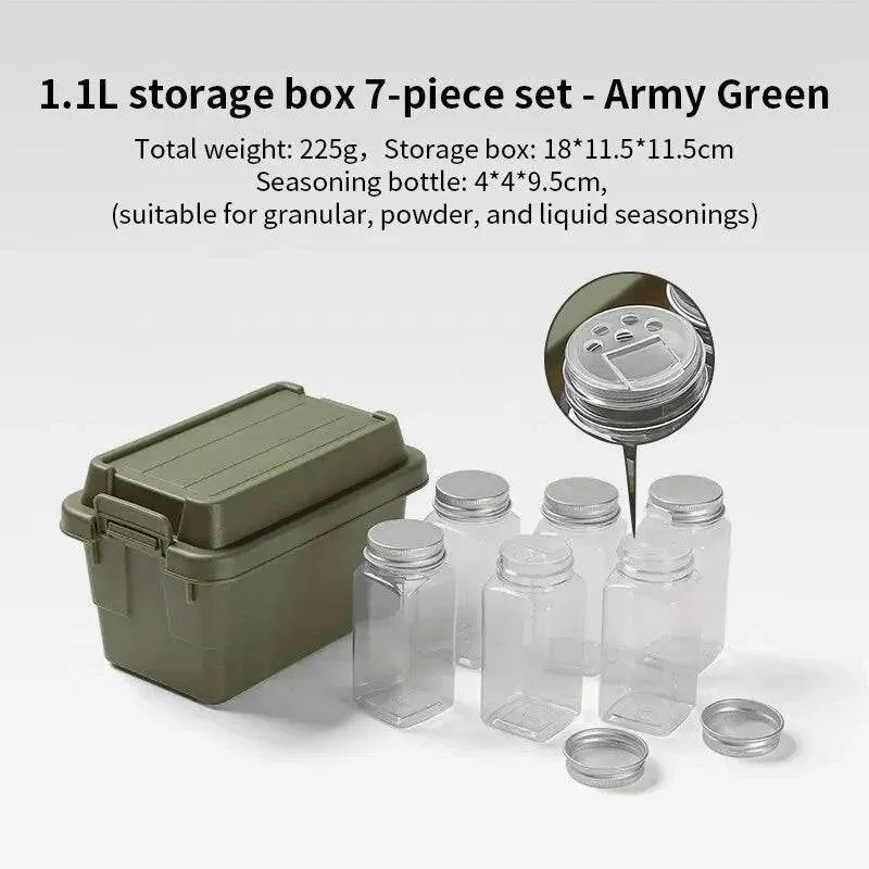 1.1L Outdoor Camping Storage Box Travel BBQ Utensils Organizer Seasoning Bottle Storage Box Portable Desktop Tissue Container