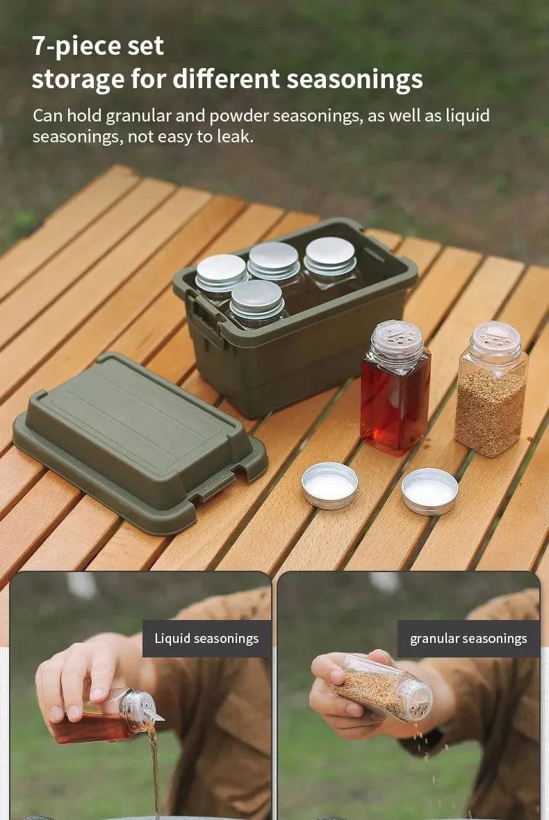 1.1L Outdoor Camping Storage Box Travel BBQ Utensils Organizer Seasoning Bottle Storage Box Portable Desktop Tissue Container