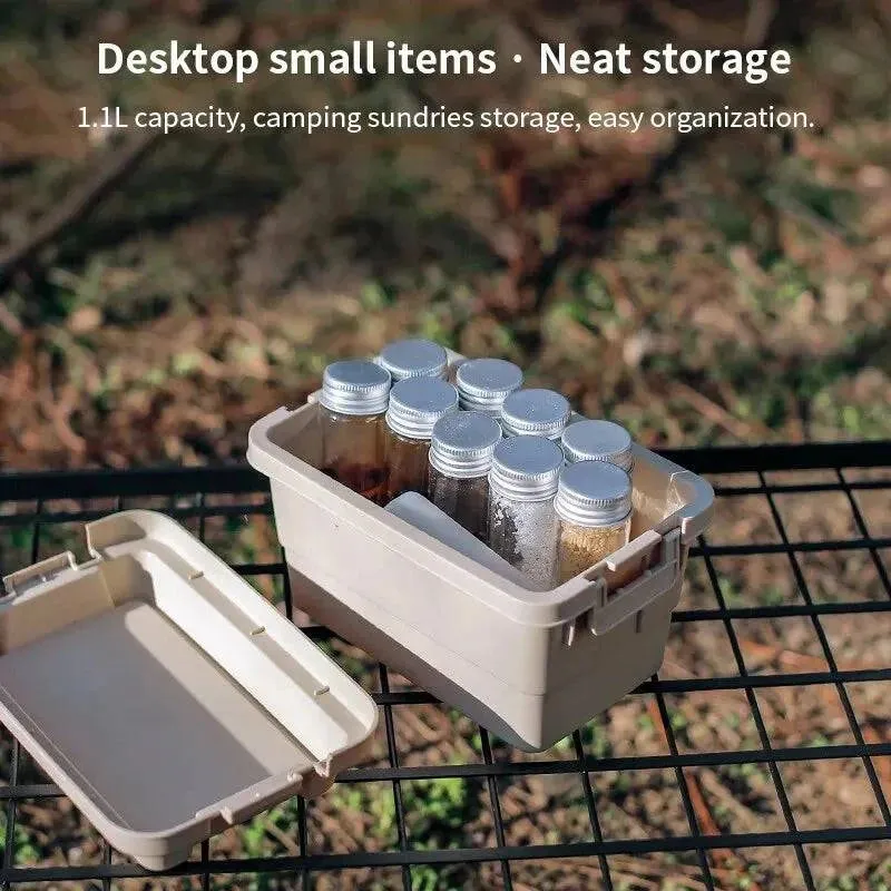 1.1L Outdoor Camping Storage Box Travel BBQ Utensils Organizer Seasoning Bottle Storage Box Portable Desktop Tissue Container