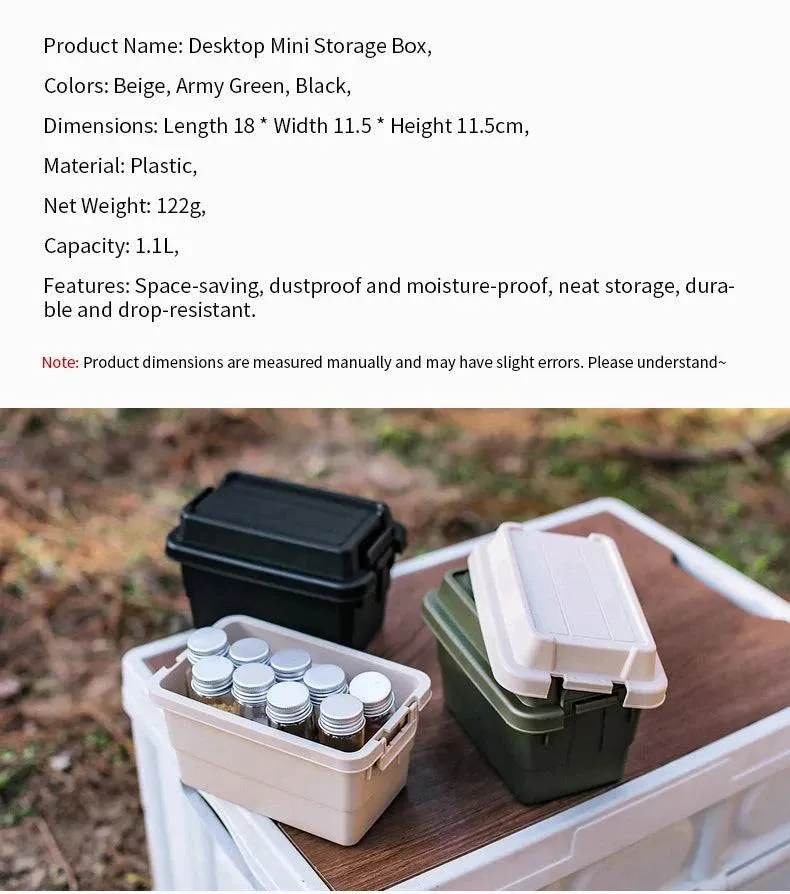 1.1L Outdoor Camping Storage Box Travel BBQ Utensils Organizer Seasoning Bottle Storage Box Portable Desktop Tissue Container