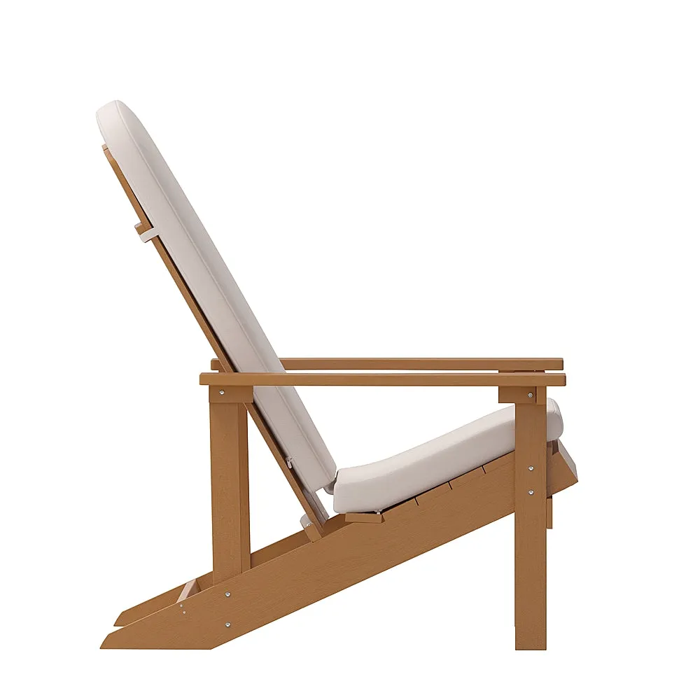 Alamont Home - Charlestown Indoor/Outdoor Adirondack Chairs with Cushions - Set of 2 - Teak/Cream