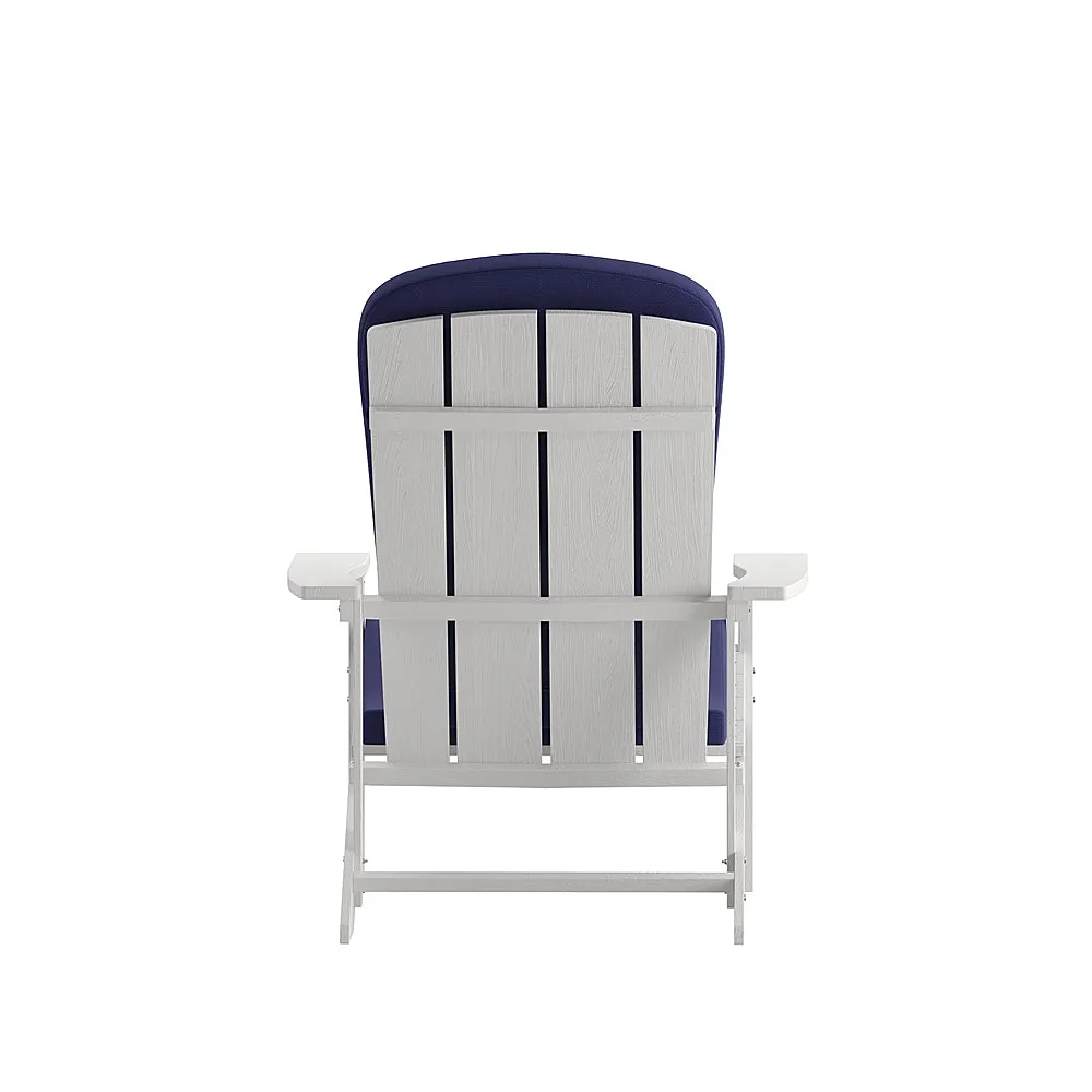 Alamont Home - Charlestown Indoor/Outdoor Adirondack Chairs with Cushions - Set of 2 - White/Blue