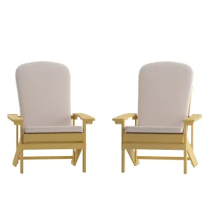 Alamont Home - Charlestown Indoor/Outdoor Adirondack Chairs with Cushions - Set of 2 - Yellow/Cream