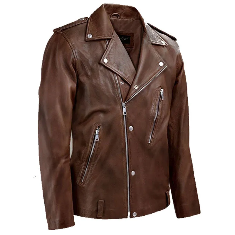 Best Motorcycle Fashion Biker Beast Spanish Brown Leather Jacket