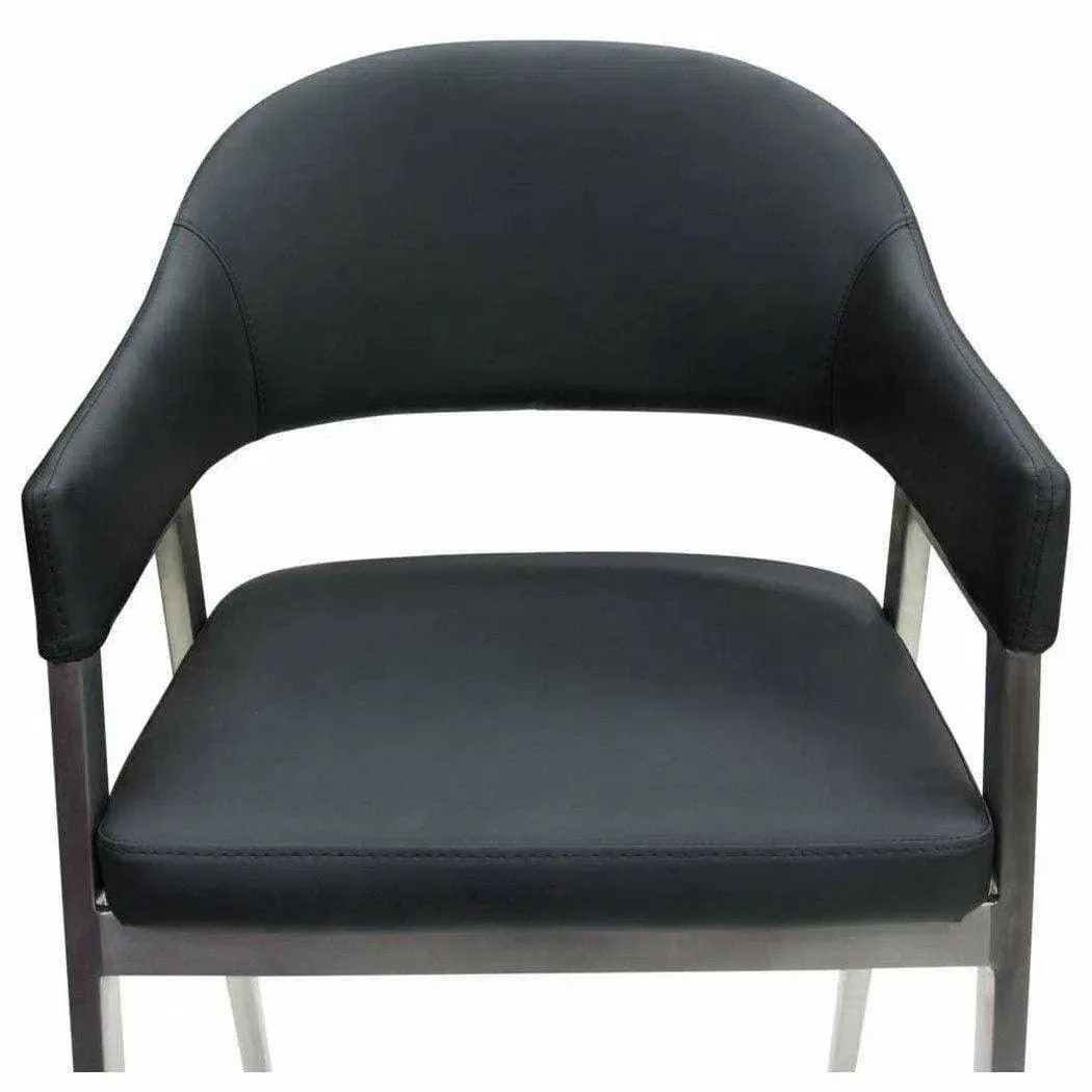 Black Leather Counter Height Chairs Set of Two