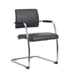 Bruges meeting room cantilever chair (pack of 2) - black faux leather