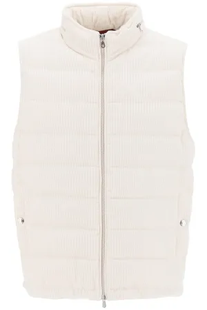 Brunello cucinelli corduroy sleeveless puffer vest