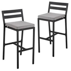 Chelsea Modern Patio Bar Chair in Powder-Coated Aluminum with Removable Cushion Set of 2