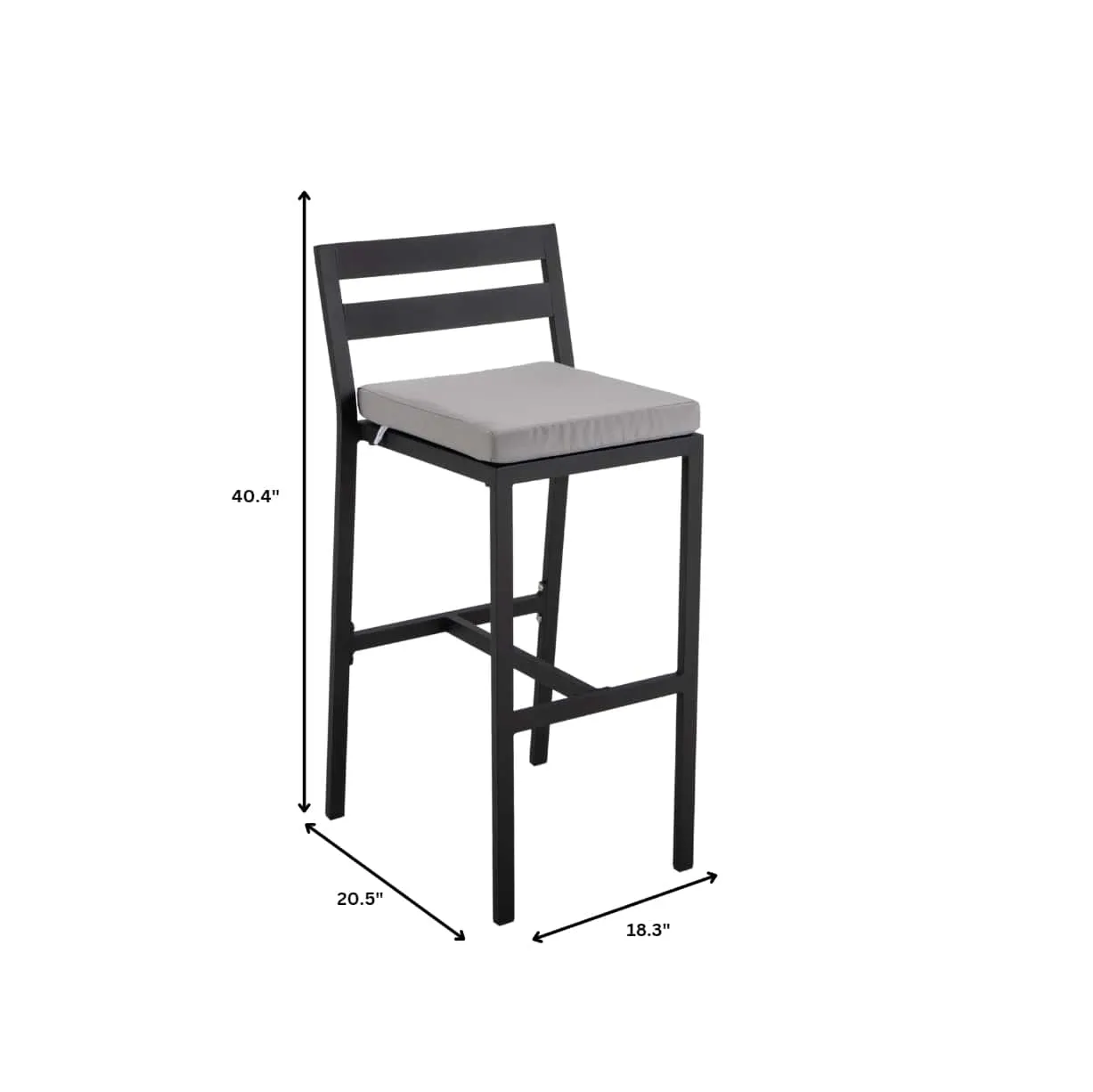 Chelsea Modern Patio Bar Chair in Powder-Coated Aluminum with Removable Cushion Set of 2