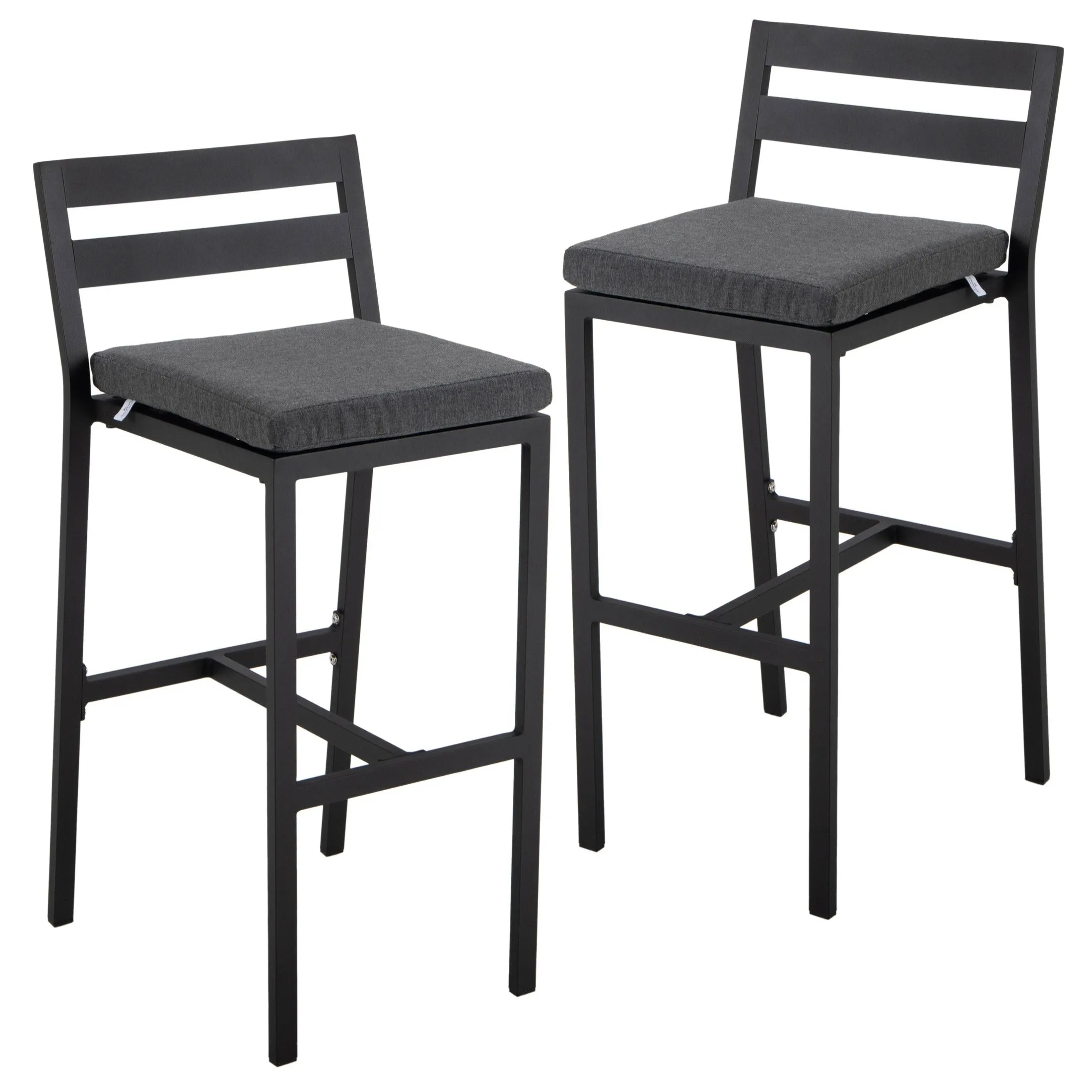 Chelsea Modern Patio Bar Chair in Powder-Coated Aluminum with Removable Cushion Set of 2