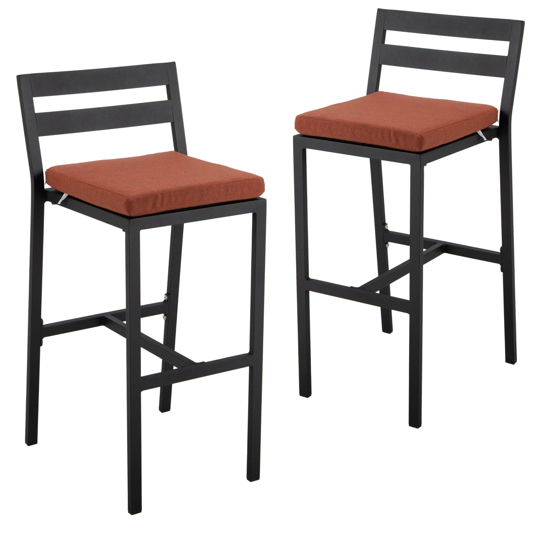 Chelsea Modern Patio Bar Chair in Powder-Coated Aluminum with Removable Cushion Set of 2