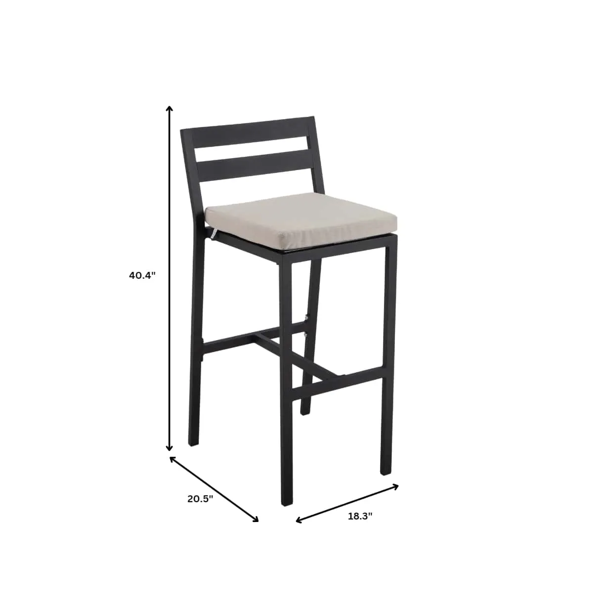 Chelsea Modern Patio Bar Chair in Powder-Coated Aluminum with Removable Cushion Set of 2