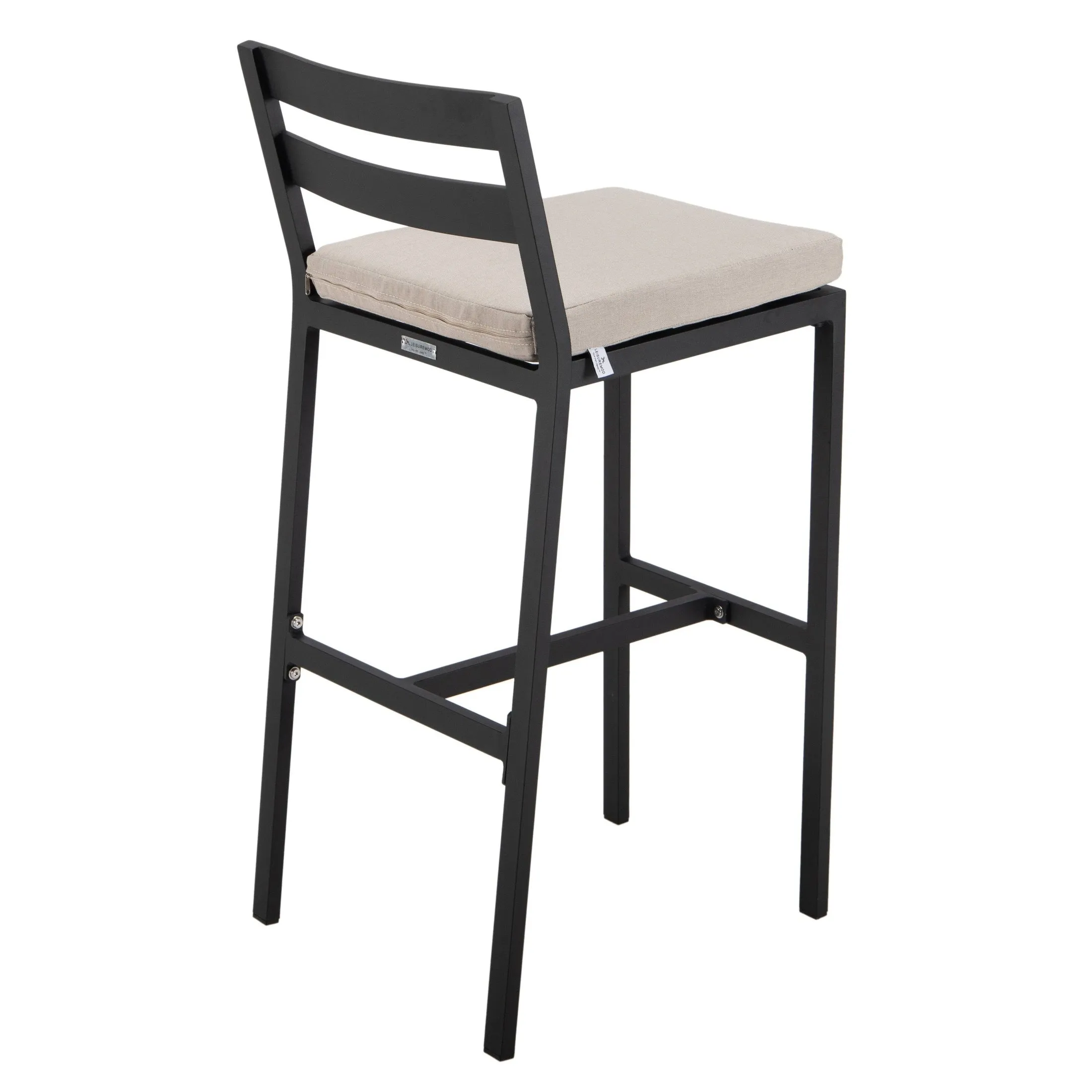 Chelsea Modern Patio Bar Chair in Powder-Coated Aluminum with Removable Cushion Set of 2