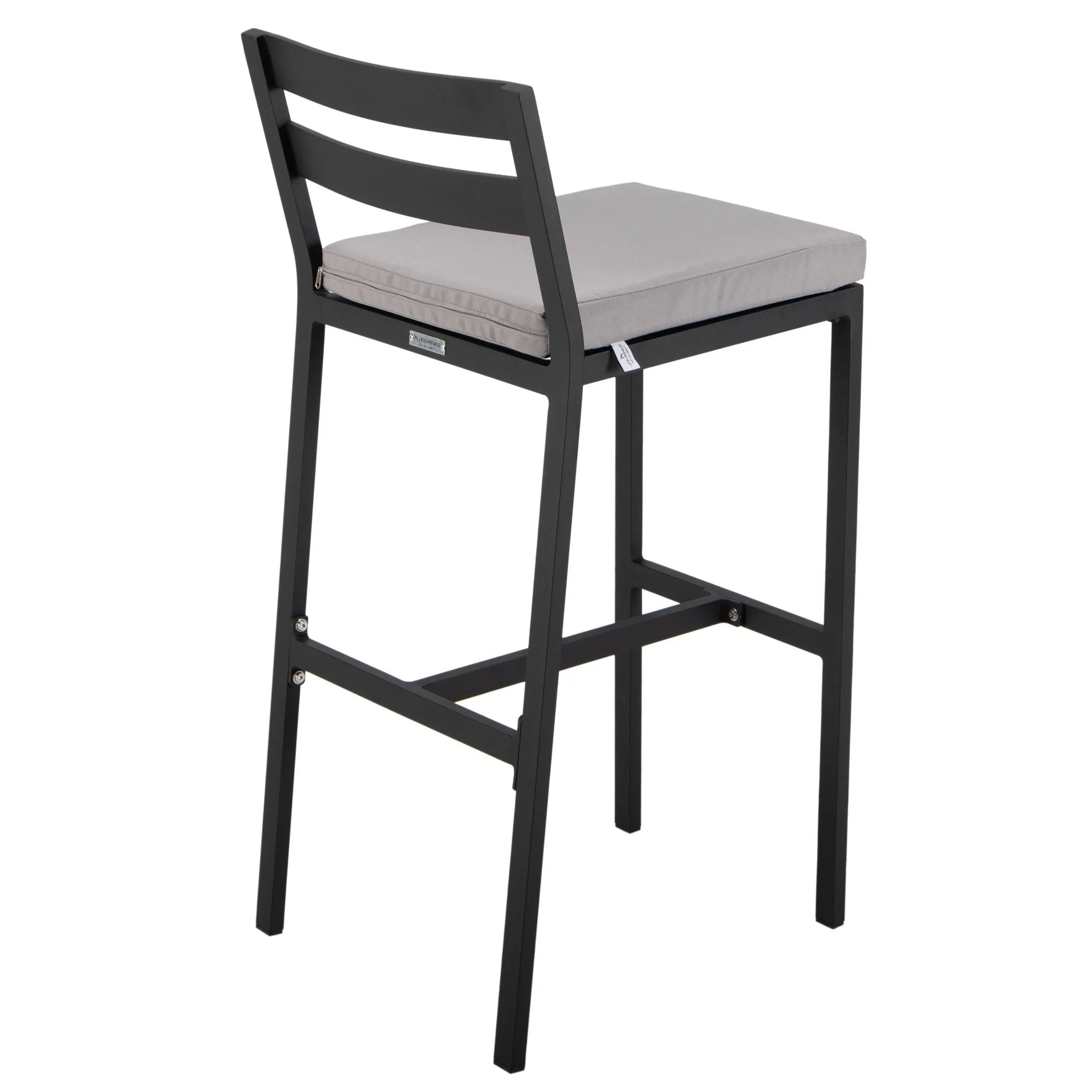 Chelsea Modern Patio Bar Chair in Powder-Coated Aluminum with Removable Cushion Set of 2