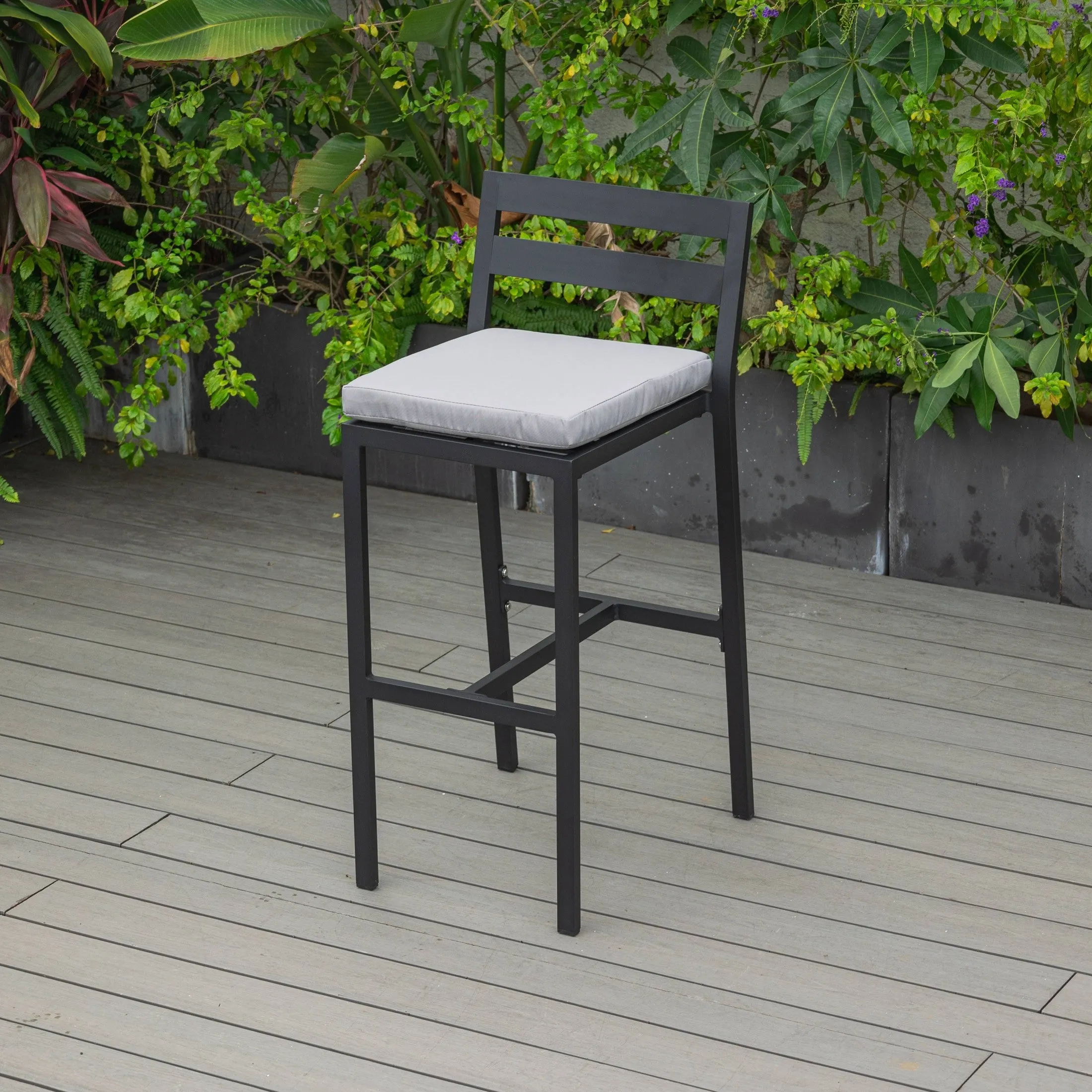 Chelsea Modern Patio Bar Chair in Powder-Coated Aluminum with Removable Cushion Set of 2