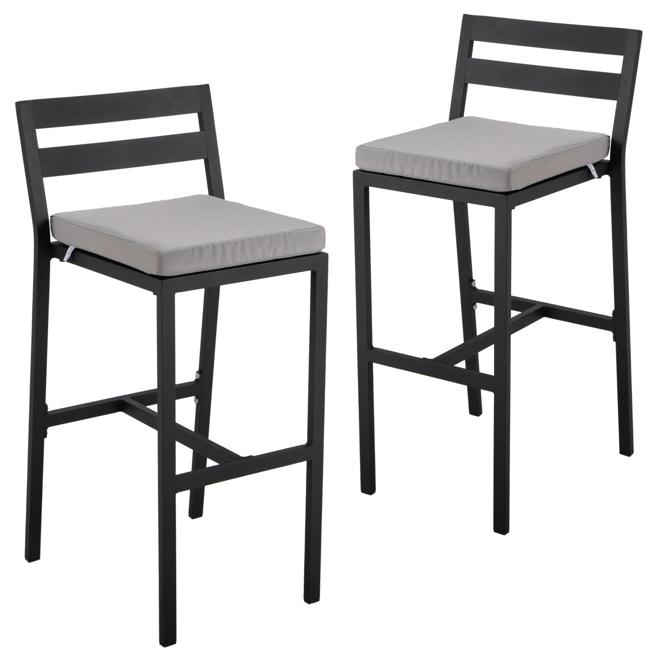 Chelsea Modern Patio Bar Chair in Powder-Coated Aluminum with Removable Cushion Set of 2