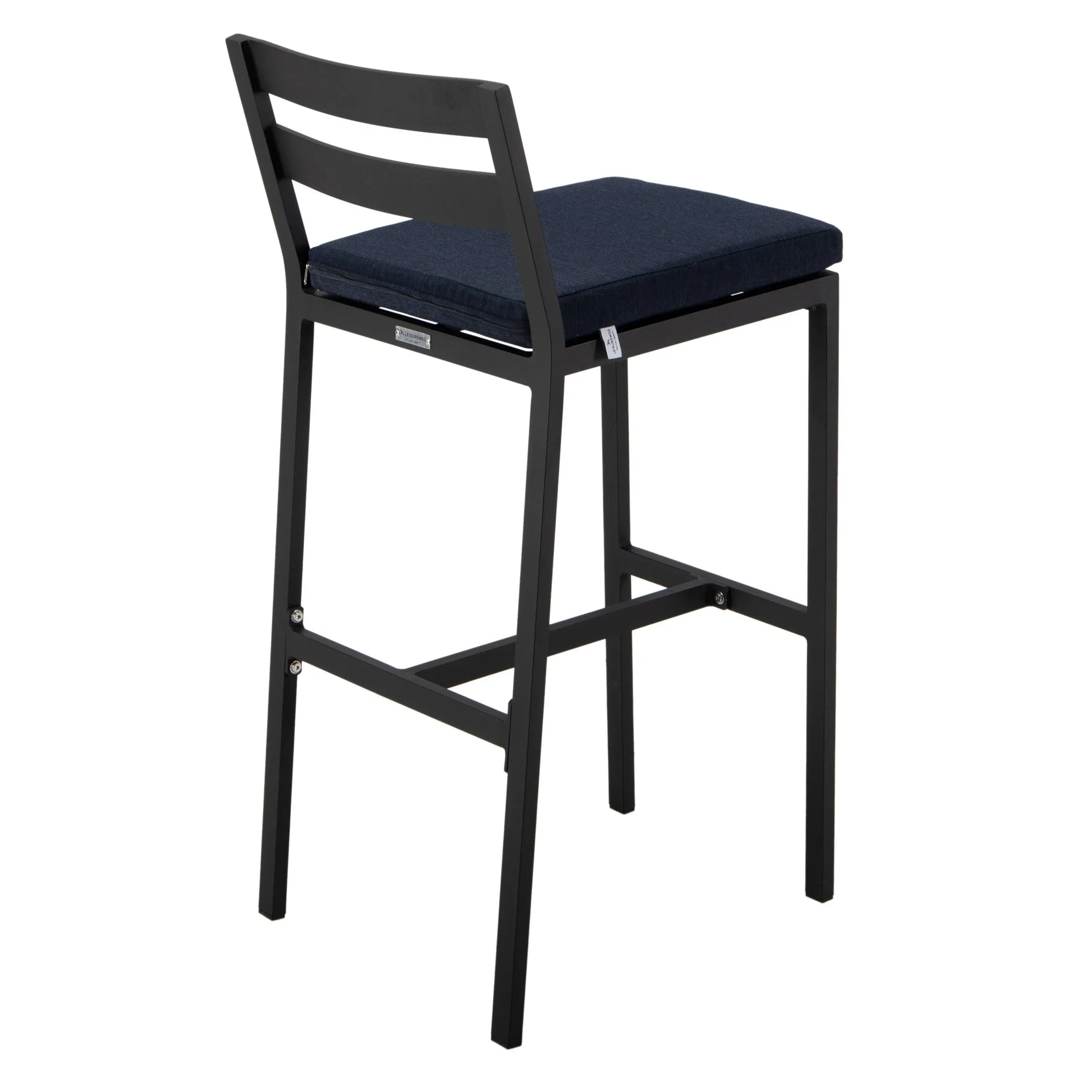 Chelsea Modern Patio Bar Chair in Powder-Coated Aluminum with Removable Cushion Set of 2