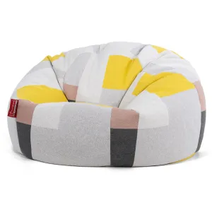 Classic Bean Bag Chair - Knitted Colourblock Grey