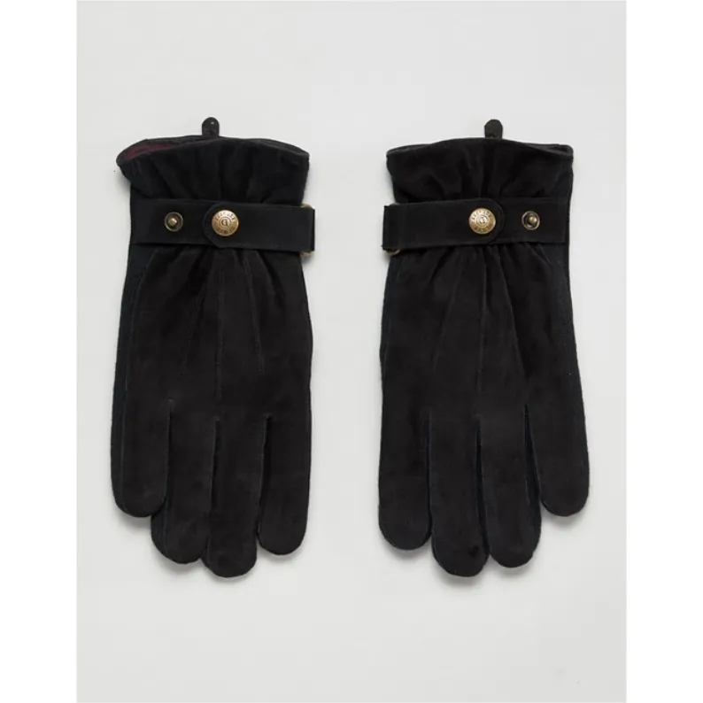 Dents Morley Touchscreen Waterproof Fleece-Lined Suede Gloves Black 5-1526