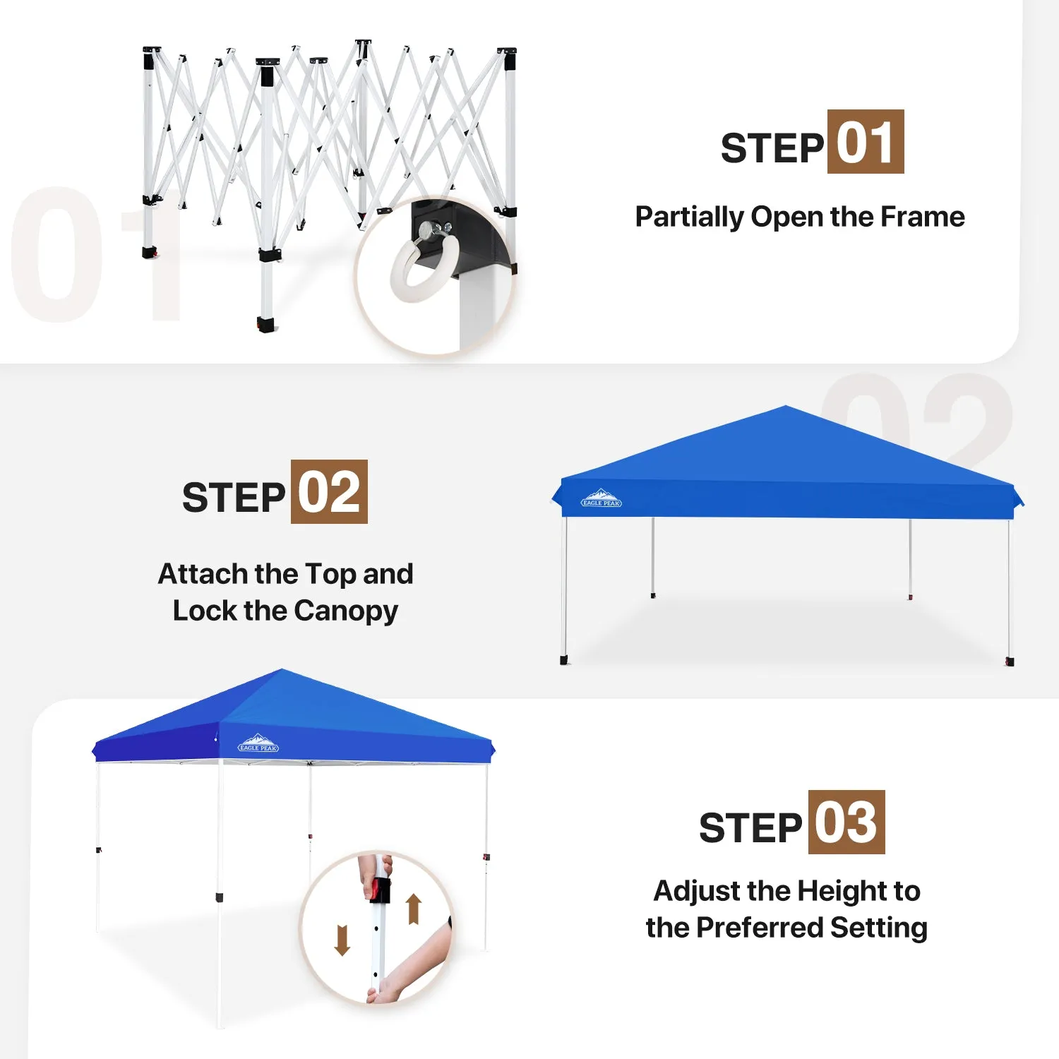 EAGLE PEAK 10x10 Outdoor Pop up Straight Leg Canopy with Wheeled Carry Bag, 100 Square Feet of Shade