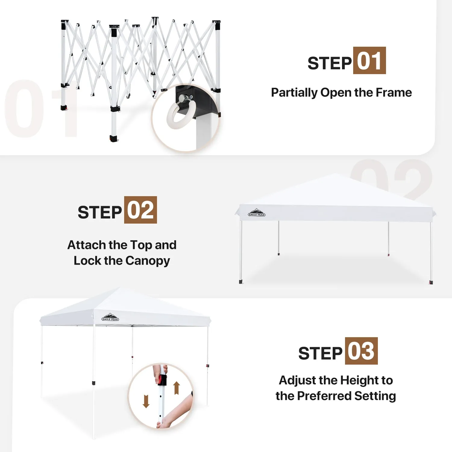 EAGLE PEAK 10x10 Outdoor Pop up Straight Leg Canopy with Wheeled Carry Bag, 100 Square Feet of Shade