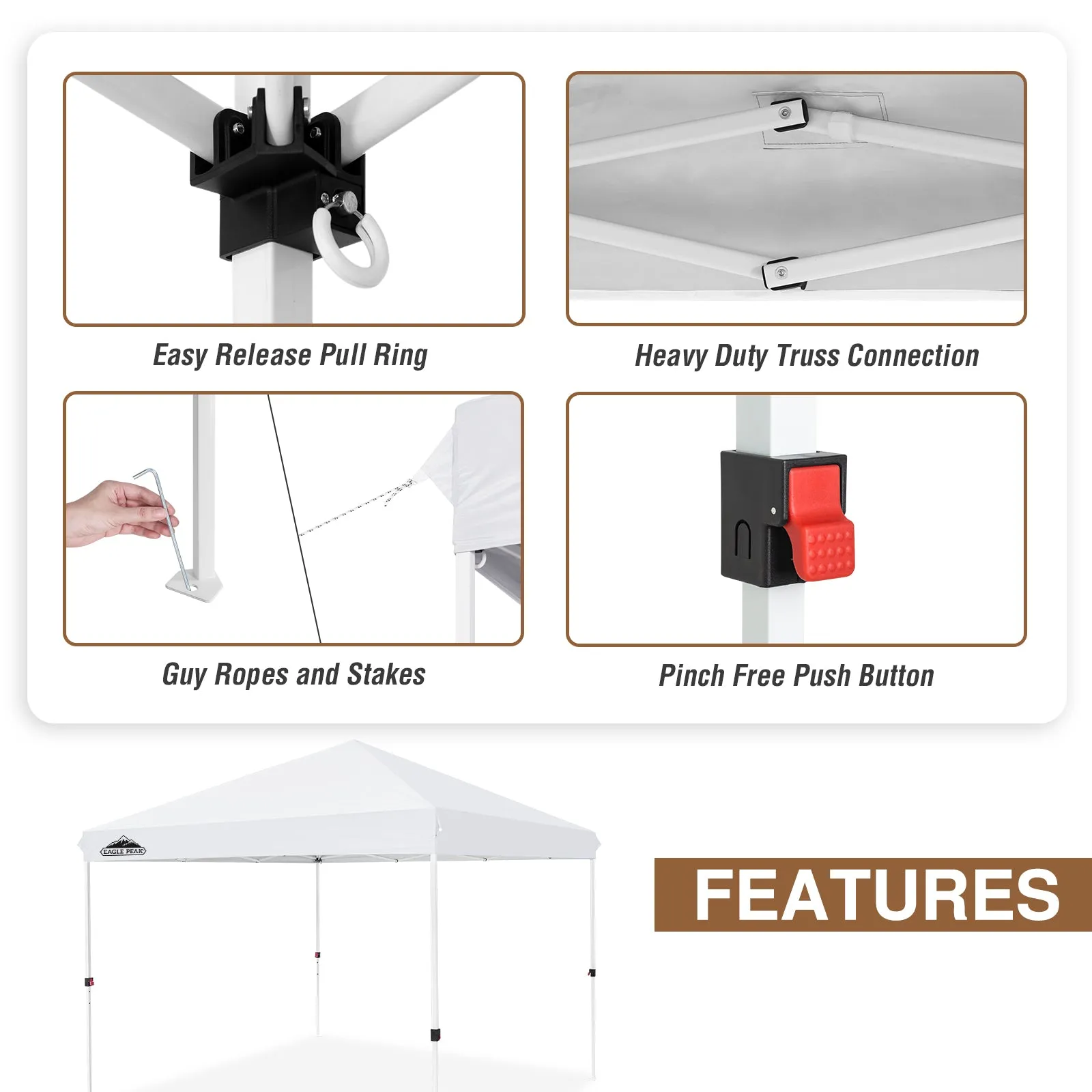 EAGLE PEAK 10x10 Outdoor Pop up Straight Leg Canopy with Wheeled Carry Bag, 100 Square Feet of Shade