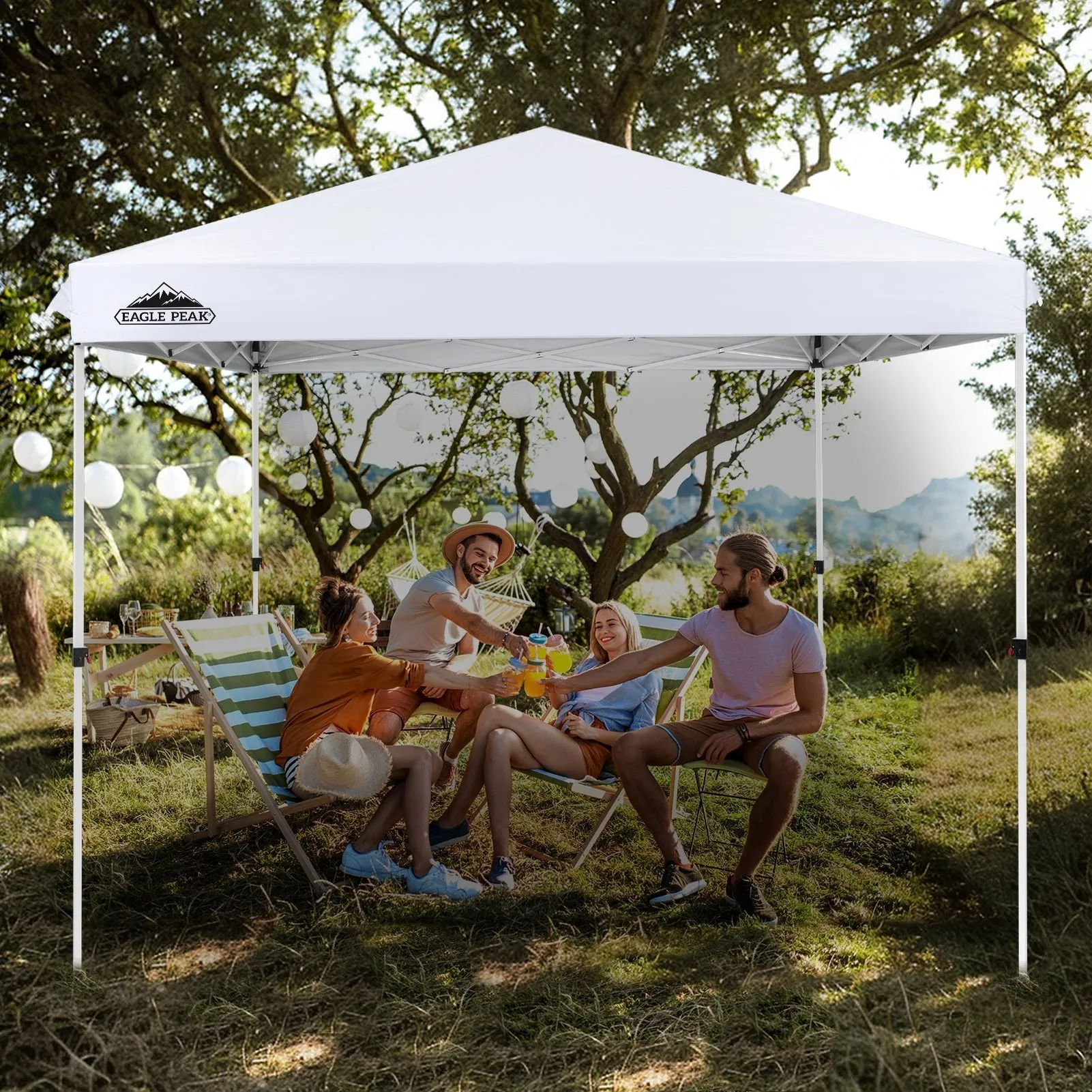 EAGLE PEAK 10x10 Outdoor Pop up Straight Leg Canopy with Wheeled Carry Bag, 100 Square Feet of Shade