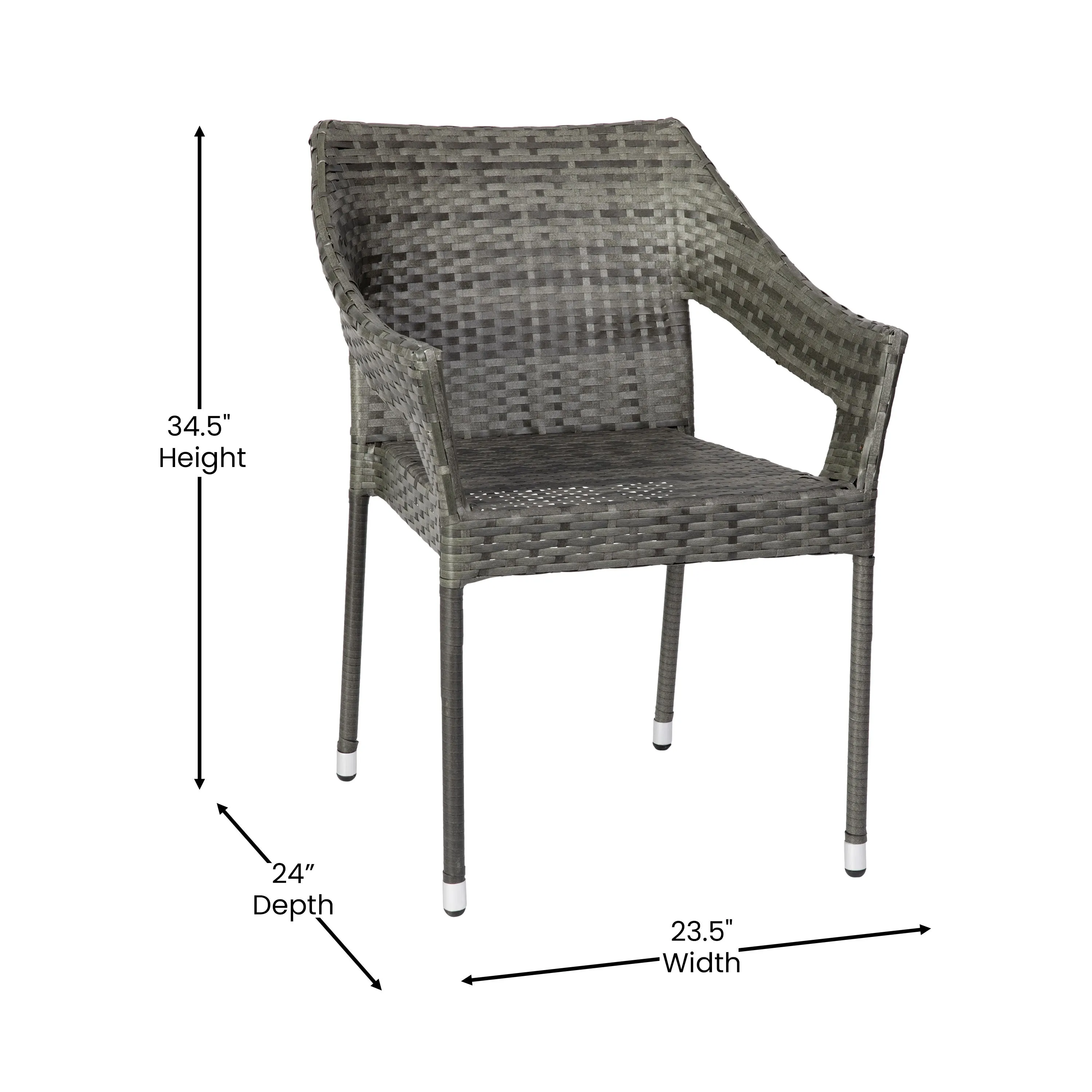 Ethan Commercial Grade Stacking Patio Chair, All Weather PE Rattan Wicker Patio Dining Chair