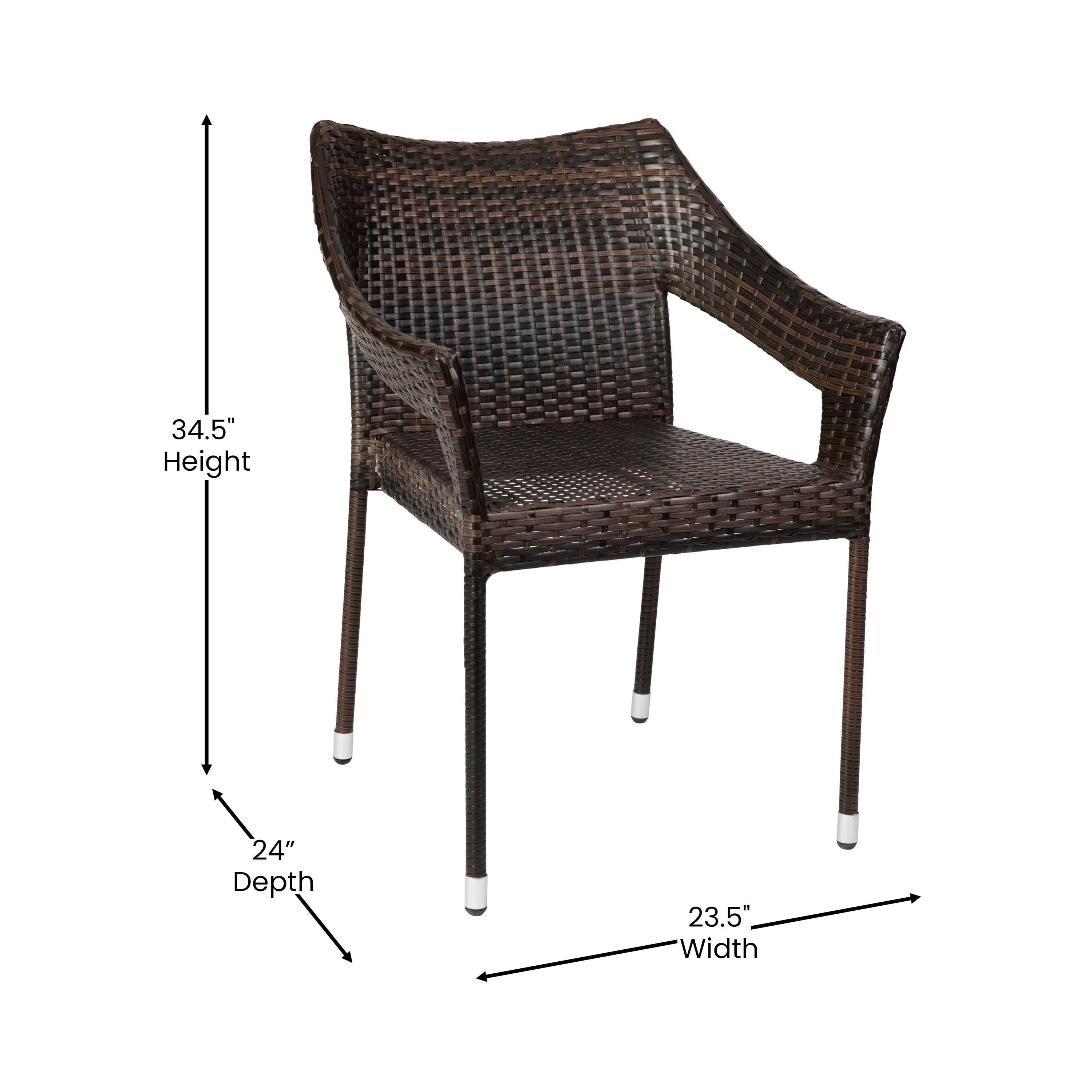 Ethan Commercial Grade Stacking Patio Chair, All Weather PE Rattan Wicker Patio Dining Chair