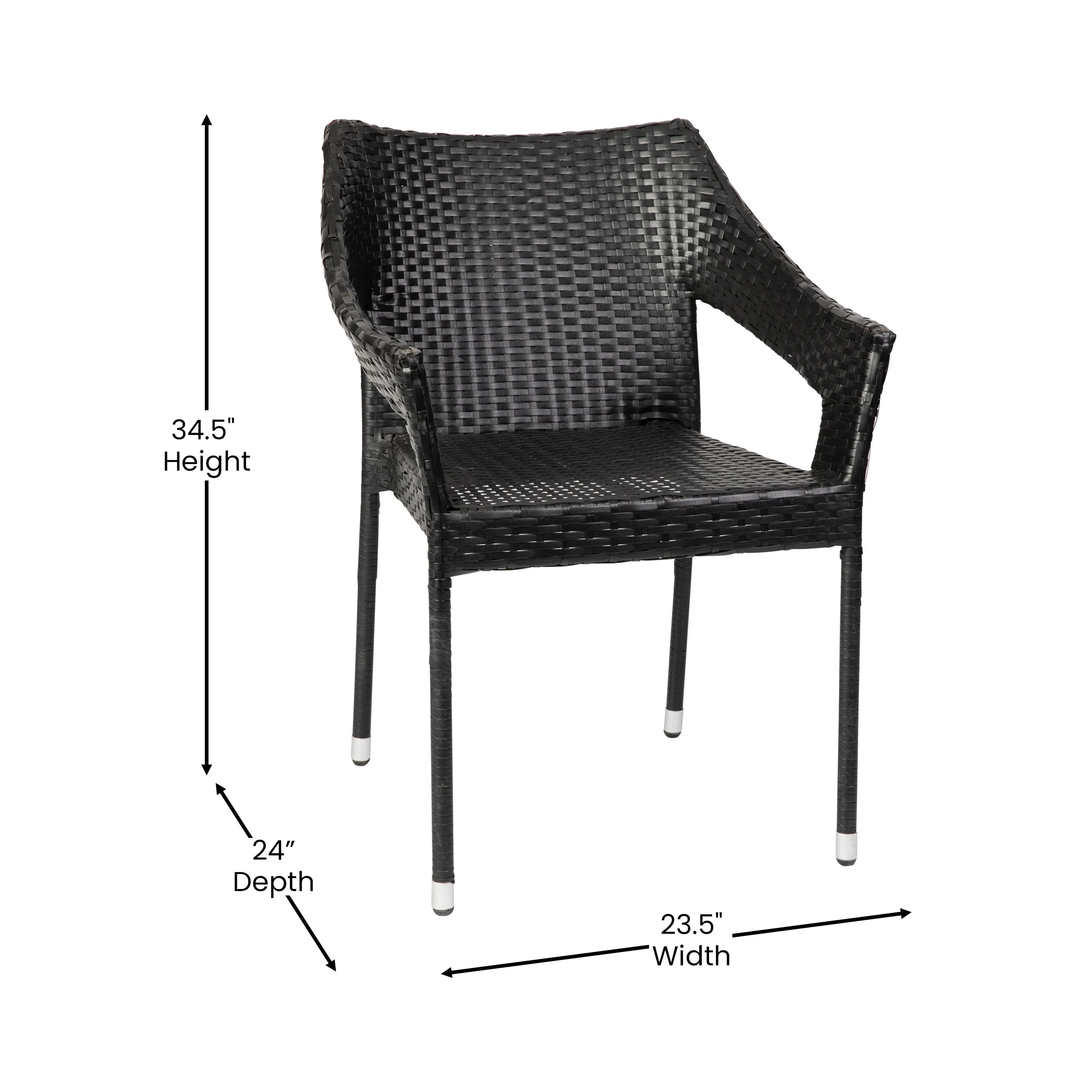 Ethan Commercial Grade Stacking Patio Chair, All Weather PE Rattan Wicker Patio Dining Chair