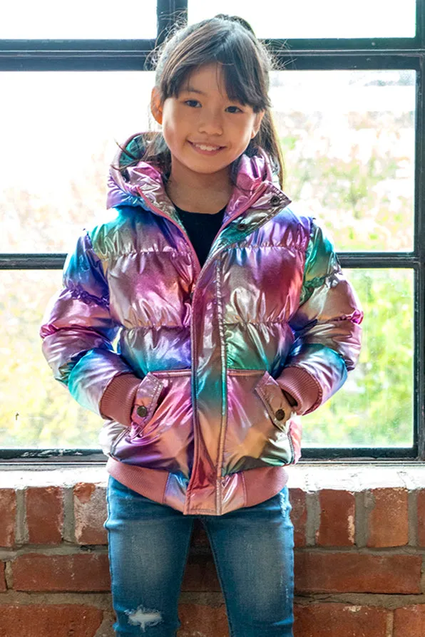 Girls Jacket Appaman Metallic Rainbow Puffy (Size 3 left)