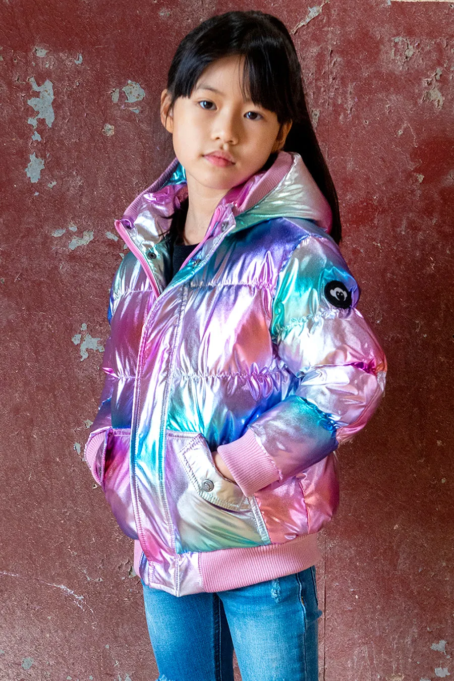 Girls Jacket Appaman Metallic Rainbow Puffy (Size 3 left)