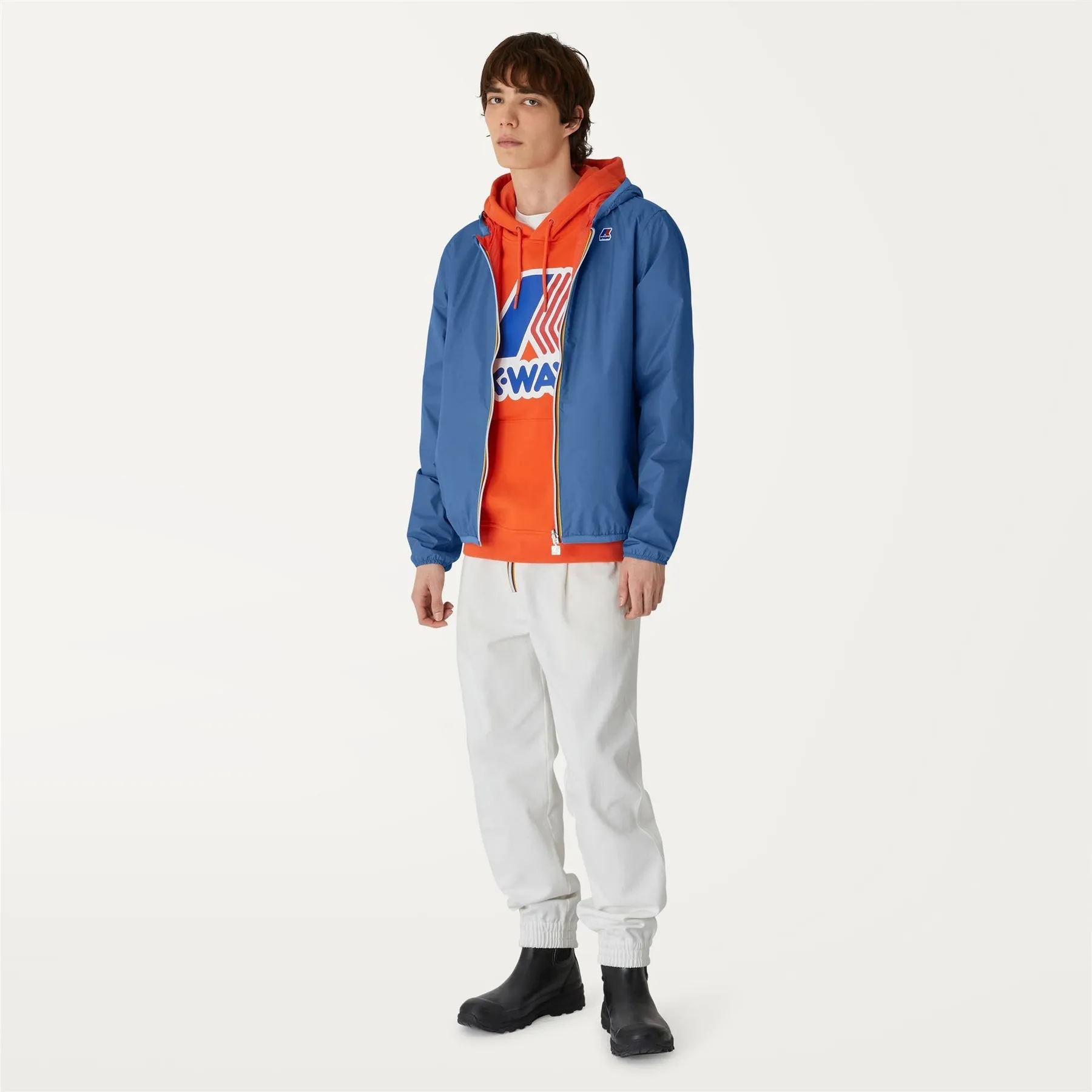 Jacques Plus Double Reversible - Full Zip Men Windbreaker in Blue Smoke - Orange