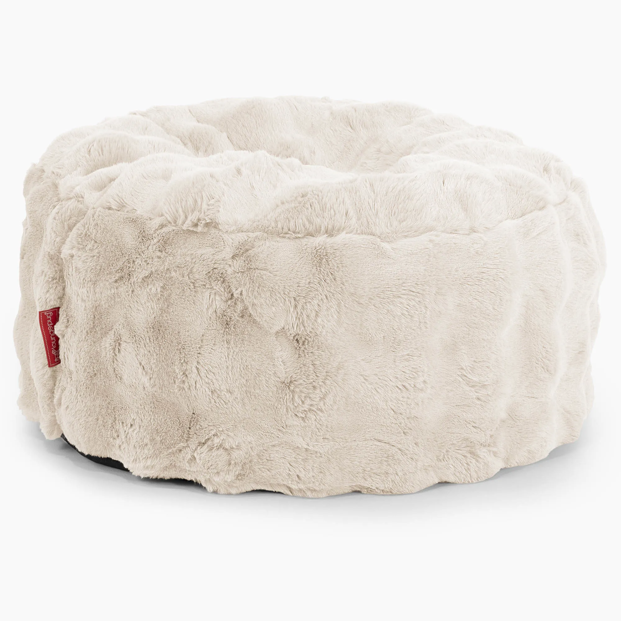 Large Round Footstool - Bubble Faux Fur Cream