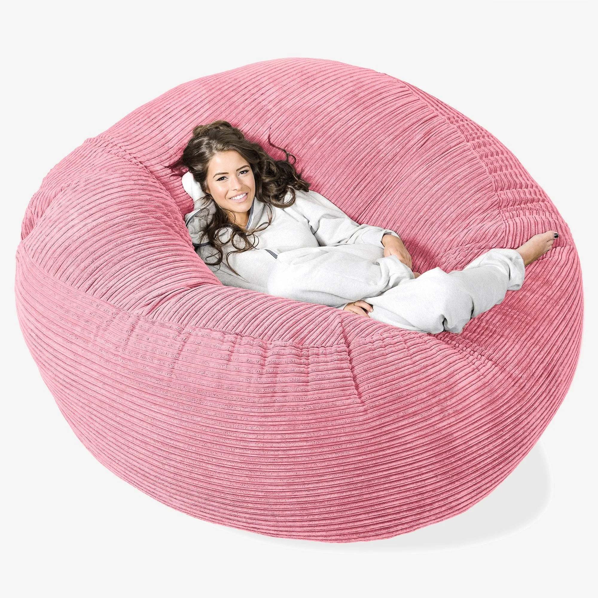 Mega Mammoth Bean Bag Sofa - Cord Coral Pink