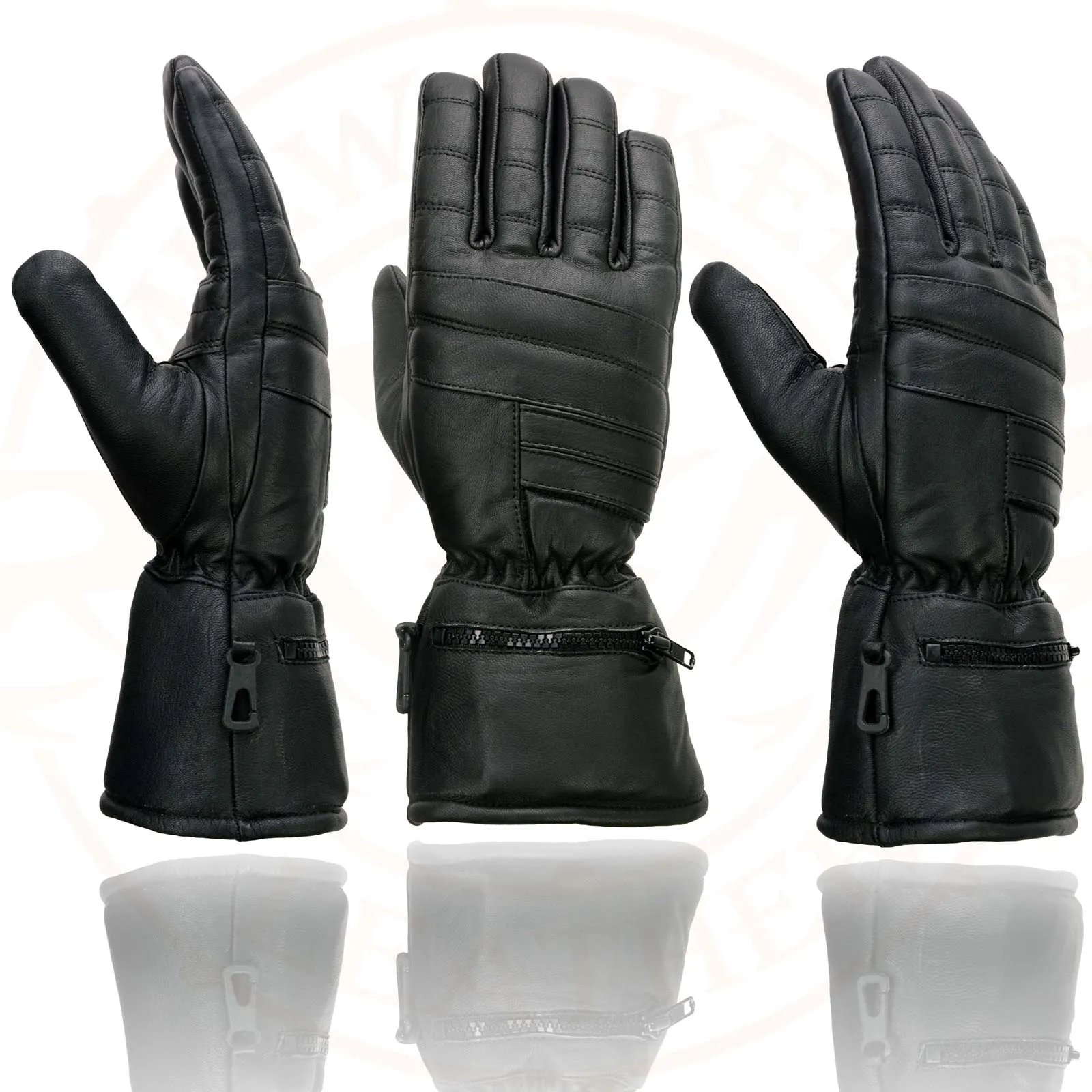 Milwaukee Leather SH230 Men's Black Leather Warm Lining Gauntlet