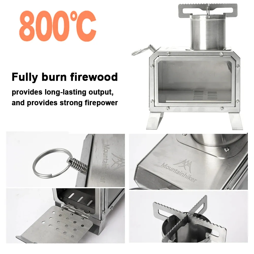 Outdoor Camping Stoves Portable Stainless Steel Furnace Multifunctional Picnic BBQ Cooking Accessory Firewood Furnace