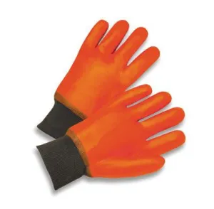 Radnor Large Orange PVC Jersey Lined Cold Weather Gloves With Safety Cuffs