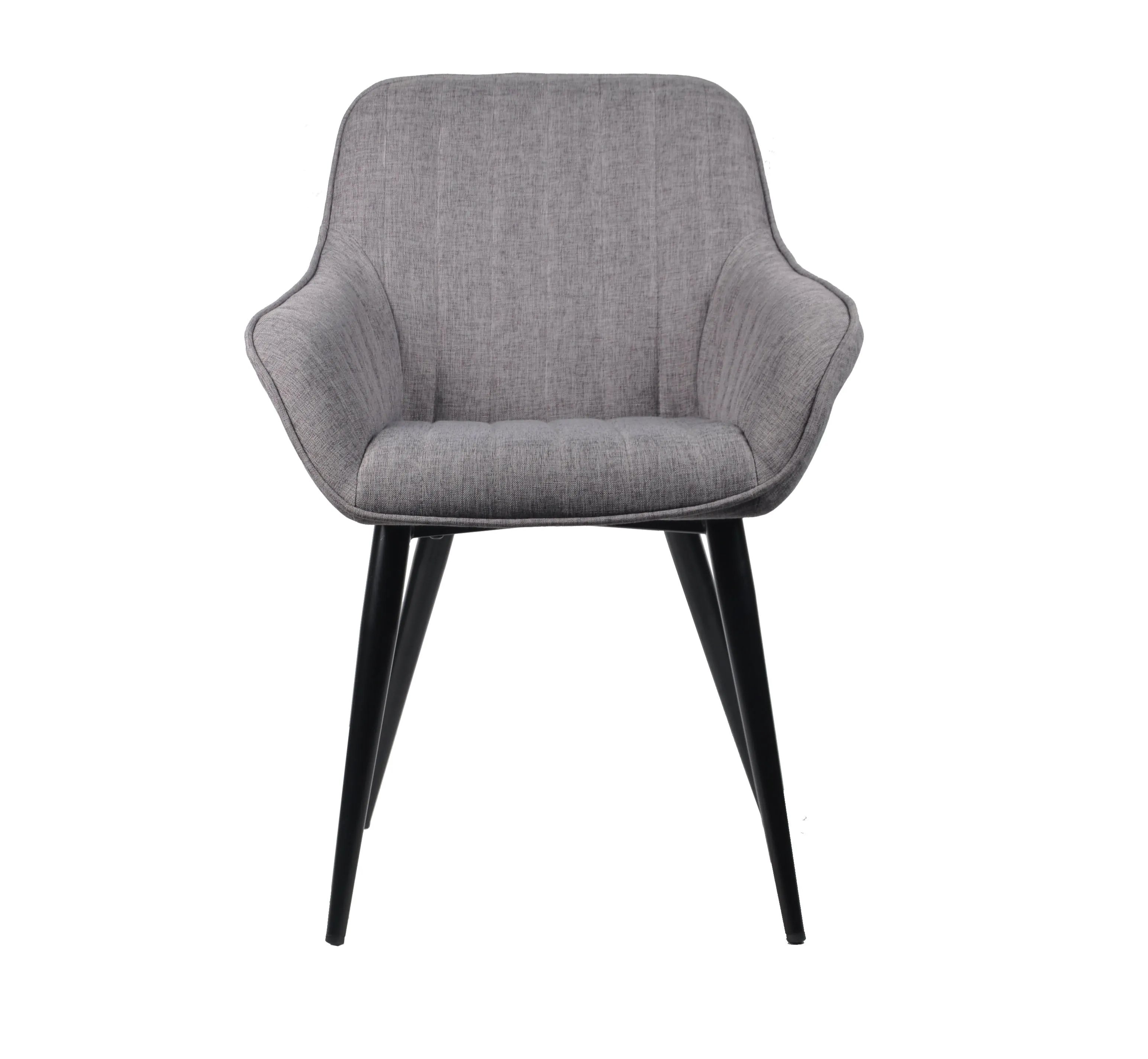 Set Of 2 Windsor Modern Accent Chairs/Arm Chairs/Dining Chairs,Grey Fabric Seat And Black Legs