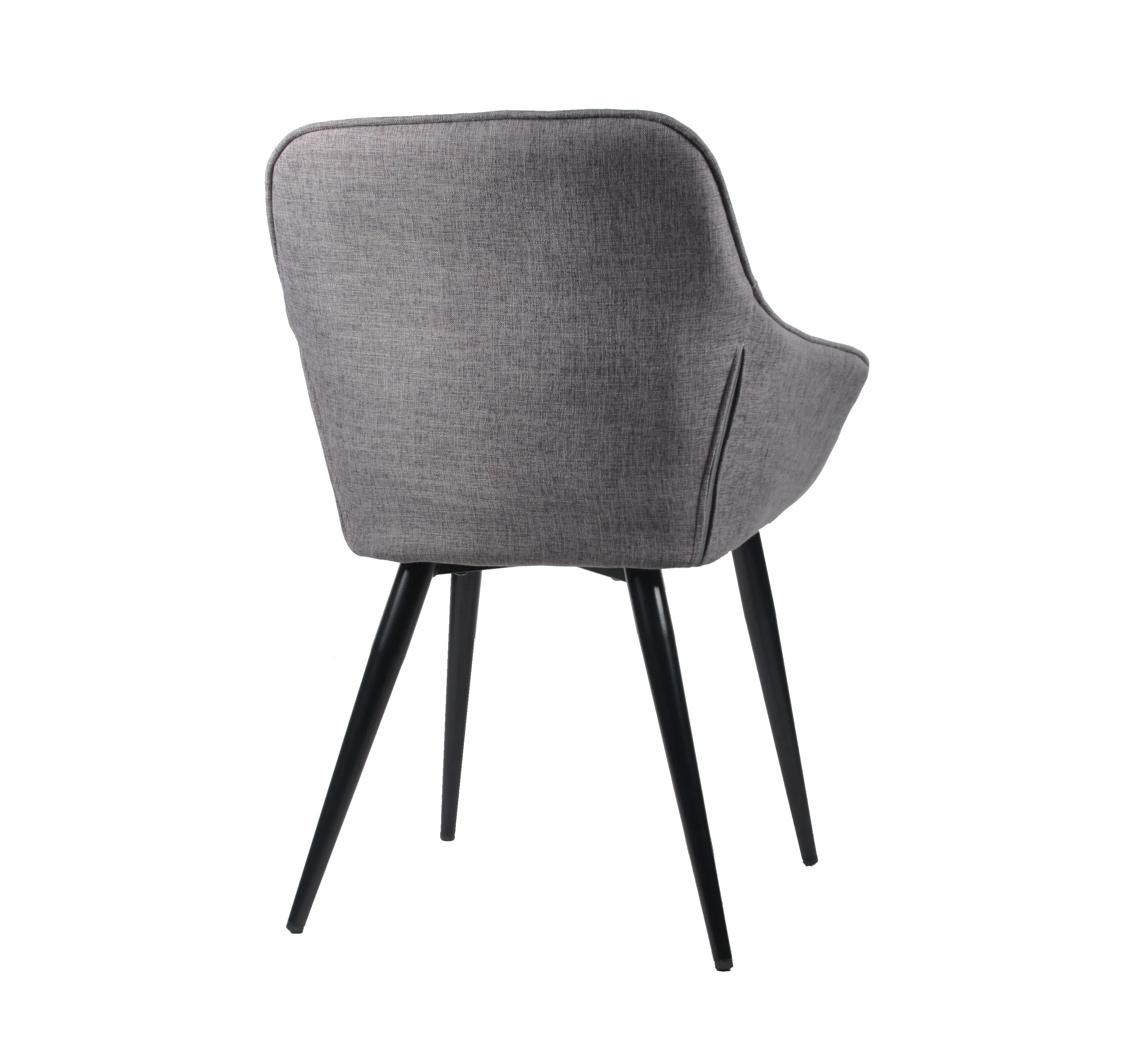 Set Of 2 Windsor Modern Accent Chairs/Arm Chairs/Dining Chairs,Grey Fabric Seat And Black Legs