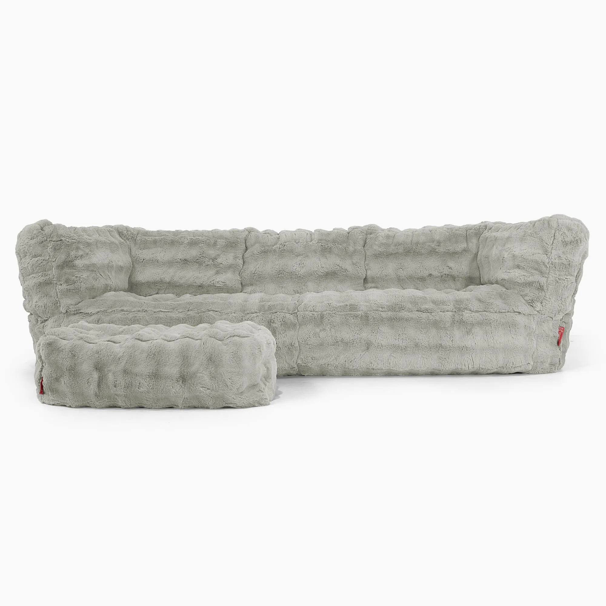 The 3 Seater Albert Sofa Bean Bag - Bubble Faux Fur Sage Green