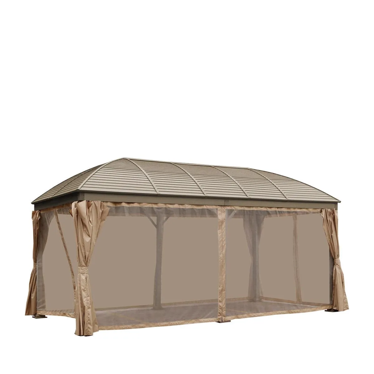 TMG Industrial 10’ x 20’ Hardtop Curved Steel Roof Patio Gazebo, Mosquito Nets & Curtains Included, TMG-LGZ20