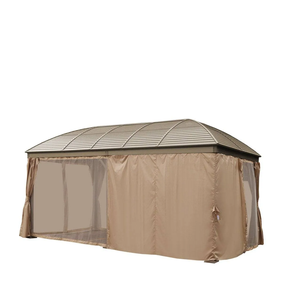 TMG Industrial 10’ x 20’ Hardtop Curved Steel Roof Patio Gazebo, Mosquito Nets & Curtains Included, TMG-LGZ20