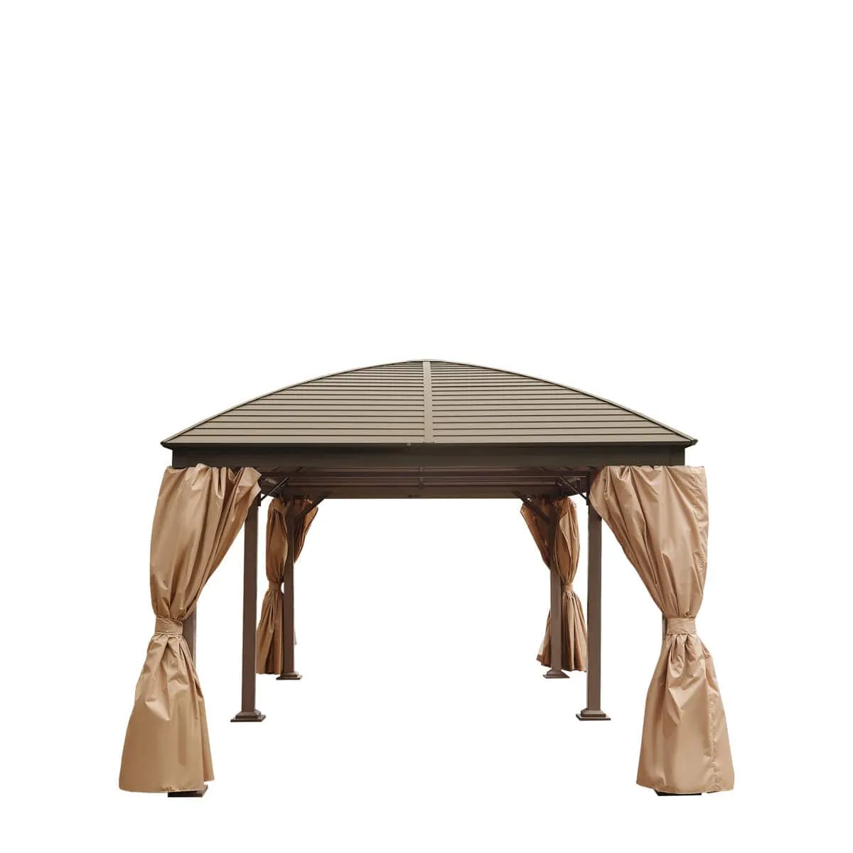 TMG Industrial 10’ x 20’ Hardtop Curved Steel Roof Patio Gazebo, Mosquito Nets & Curtains Included, TMG-LGZ20