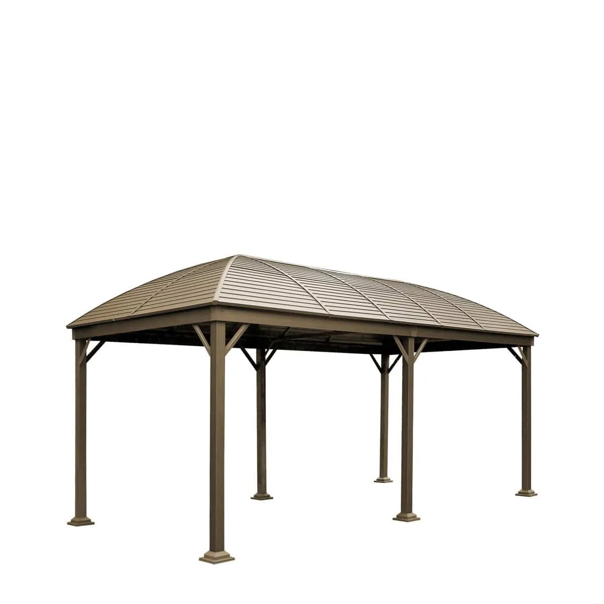 TMG Industrial 10’ x 20’ Hardtop Curved Steel Roof Patio Gazebo, Mosquito Nets & Curtains Included, TMG-LGZ20